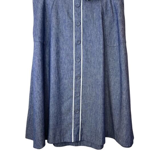 TALBOTS Chambray Blue Linen Blend Midi Skirt Size 14 - Picture 8 of 16